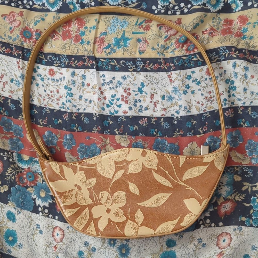 Y2k tan floral‎ embossed handbag purse boho
